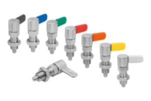 Cam-action indexing plungers, stainless steel with internal guide