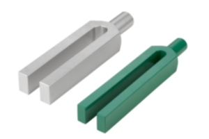 Grampos tipo garfo com ponta de fixação redonda, aço e alumínio DIN 6315