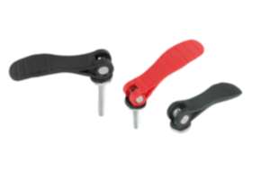 Alavancas excêntricas com cabo plástico, rosca fêmea e rosca macho, de aço ou aço inoxidável, medida em polegadas