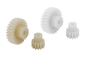Engrenagens de plástico, módulo 1,5 injetadas, com dentes retos, ângulo de pressão 20°